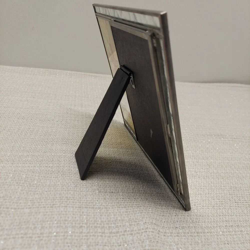 Burnes of Boston Stained Glass Cross Bible Picture Frame 4x6 Religious Decor
